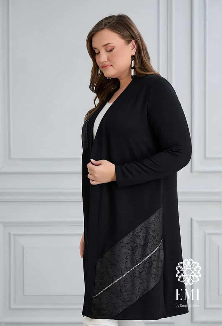 Пуловер - Жилетка SONIA - Черна - Muudsfashion