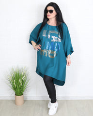 Блуза - Туника LA MODE - Синьо - зелена - Muudsfashion
