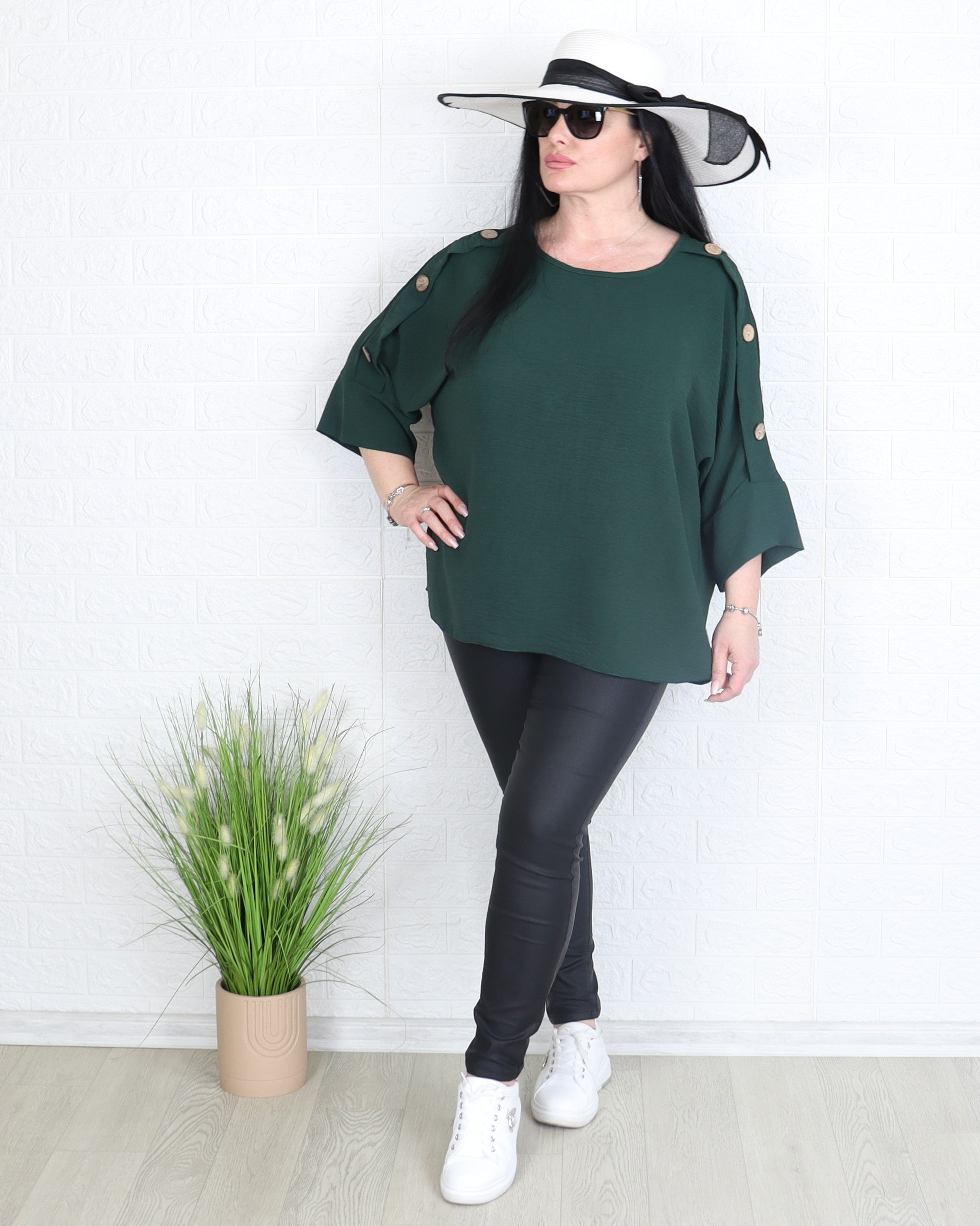 Блуза - Блуза ALMA - петролено зелена - Muudsfashion