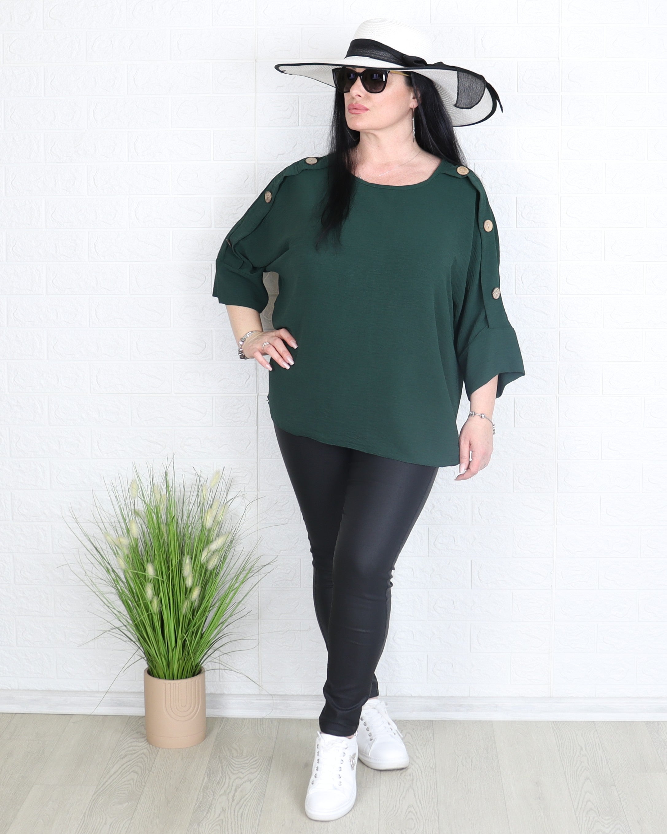 Блуза - Блуза ALMA - петролено зелена - Muudsfashion