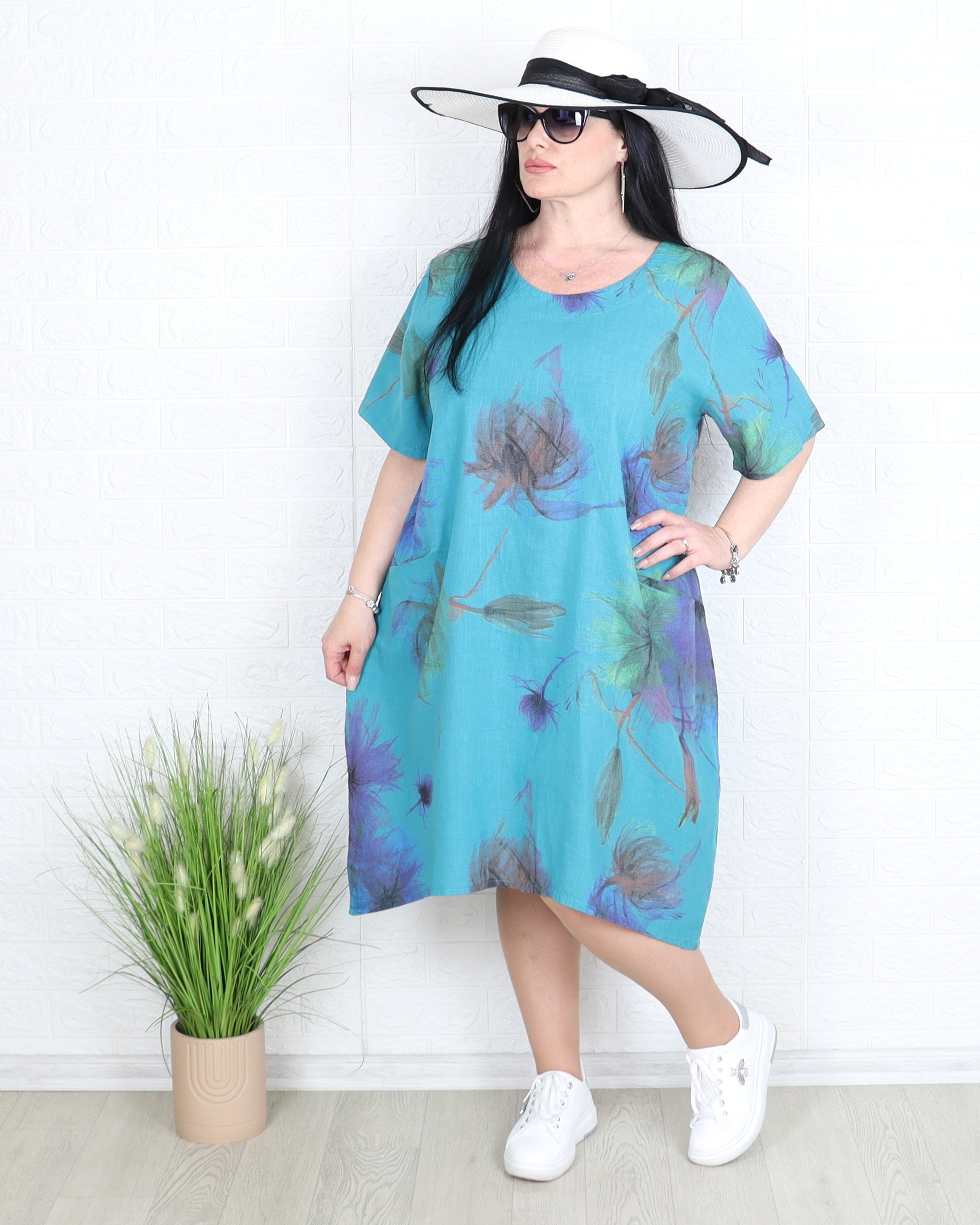 Рокля - Рокля MARON - синьо - зелена - Muudsfashion