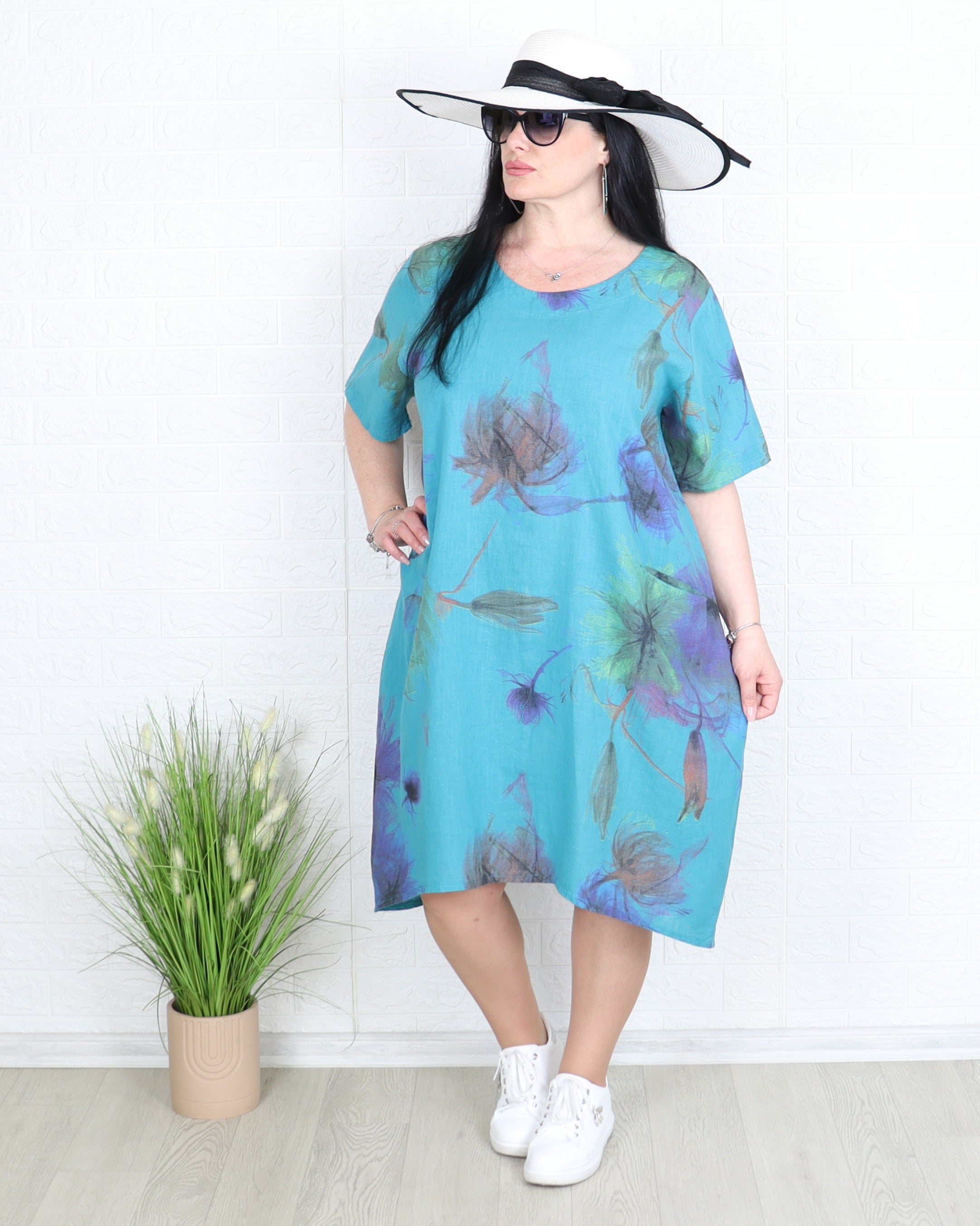 Рокля - Рокля MARON - синьо - зелена - Muudsfashion