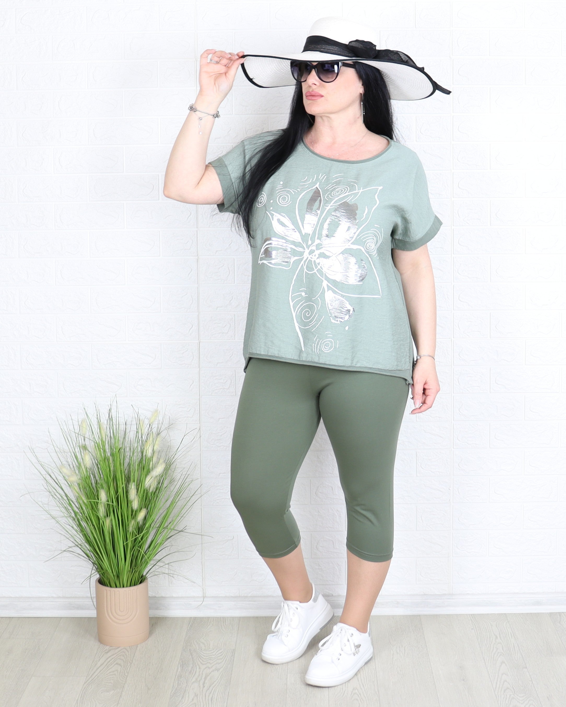 Клин - 7/8 Памучен Клин Glo - военно зелен - Muudsfashion