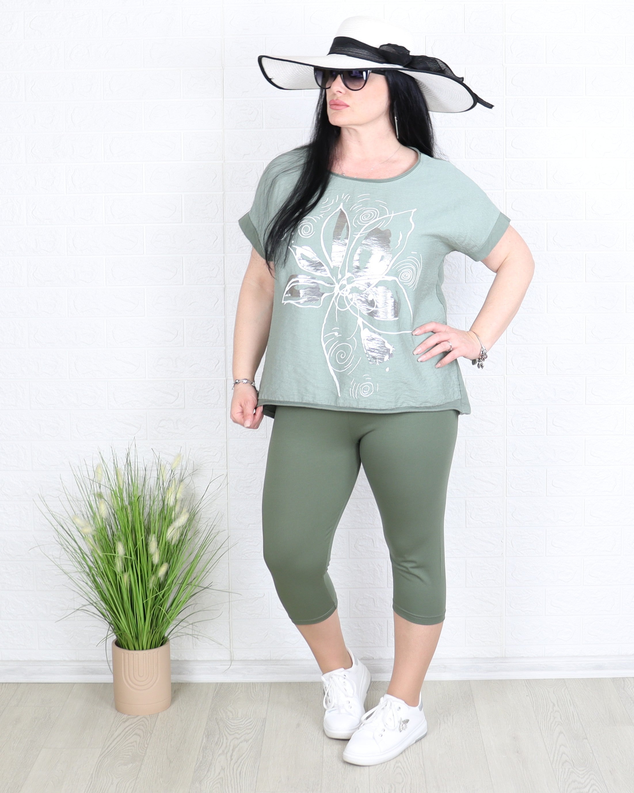 Клин - 7/8 Памучен Клин Glo - военно зелен - Muudsfashion