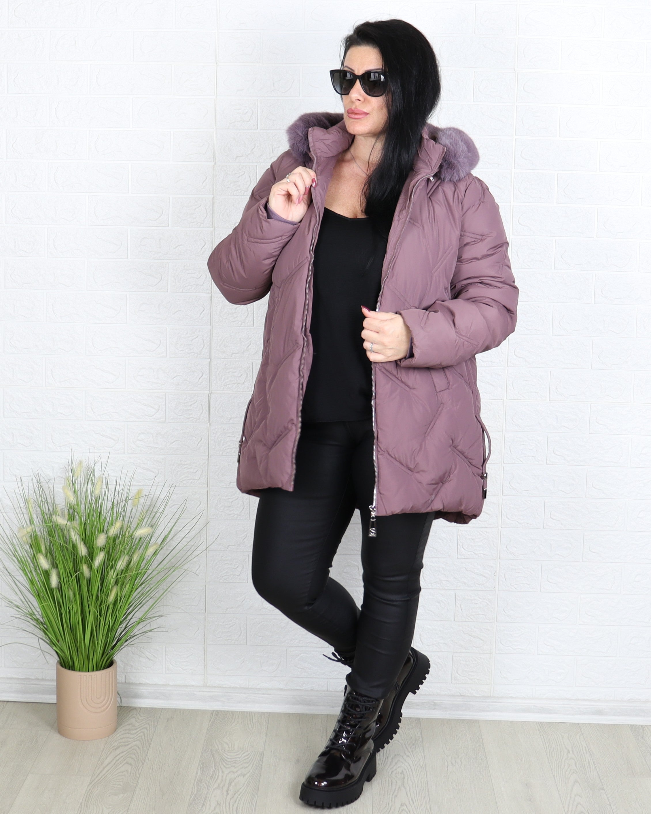 Яке - Зимно Яке MARTA - Пепел от рози - Muudsfashion