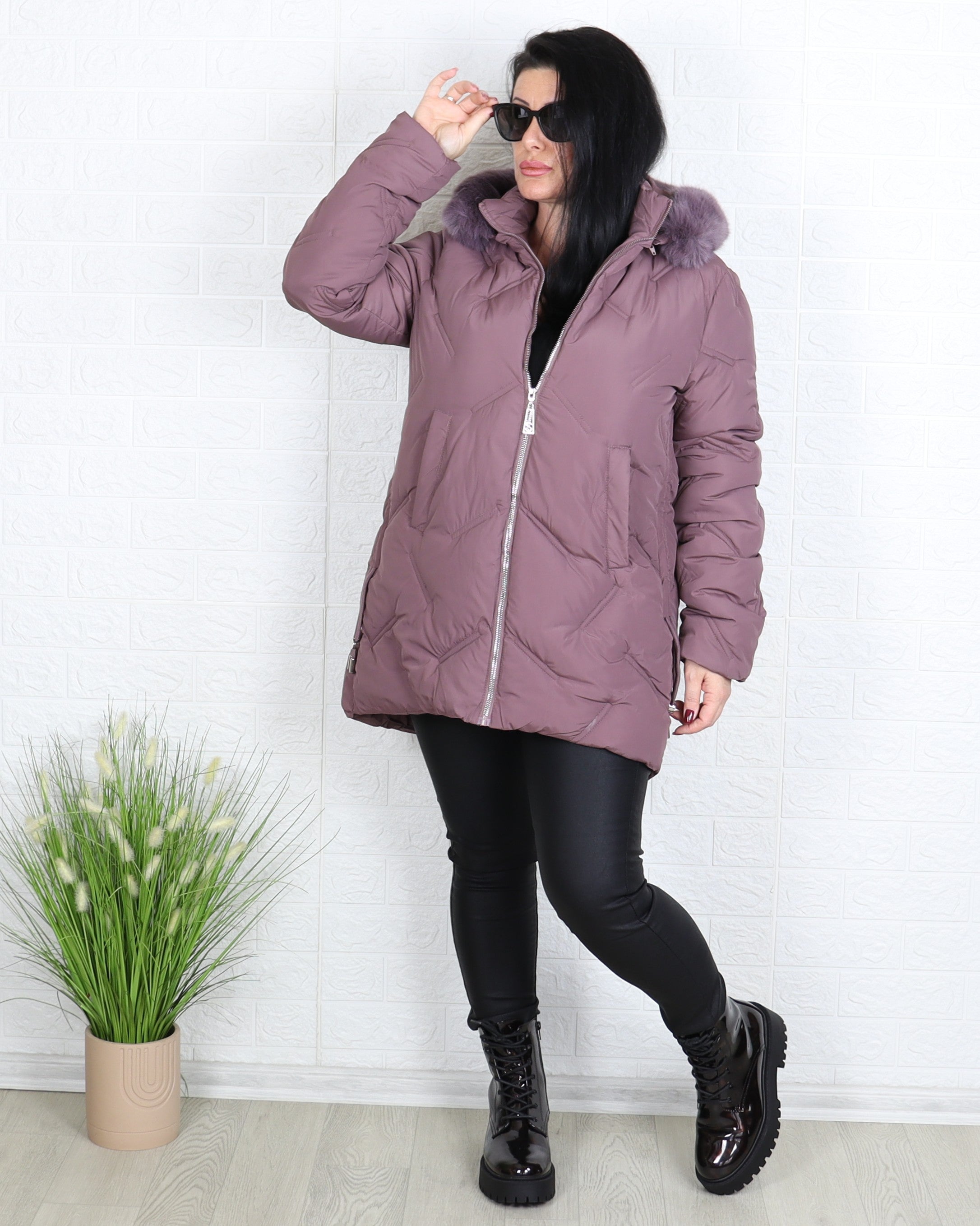 Яке - Зимно Яке MARTA - Пепел от рози - Muudsfashion