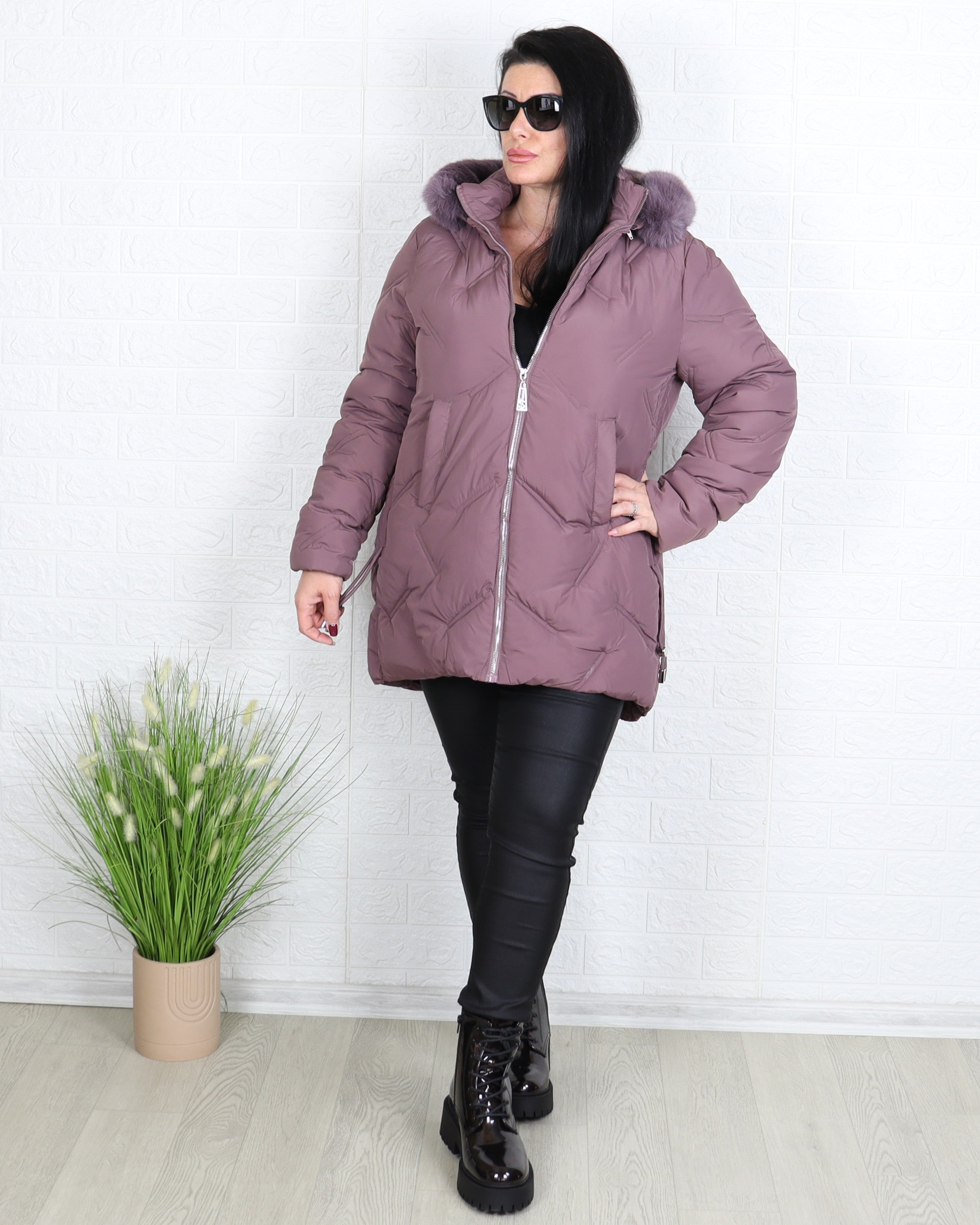 Яке - Зимно Яке MARTA - Пепел от рози - Muudsfashion