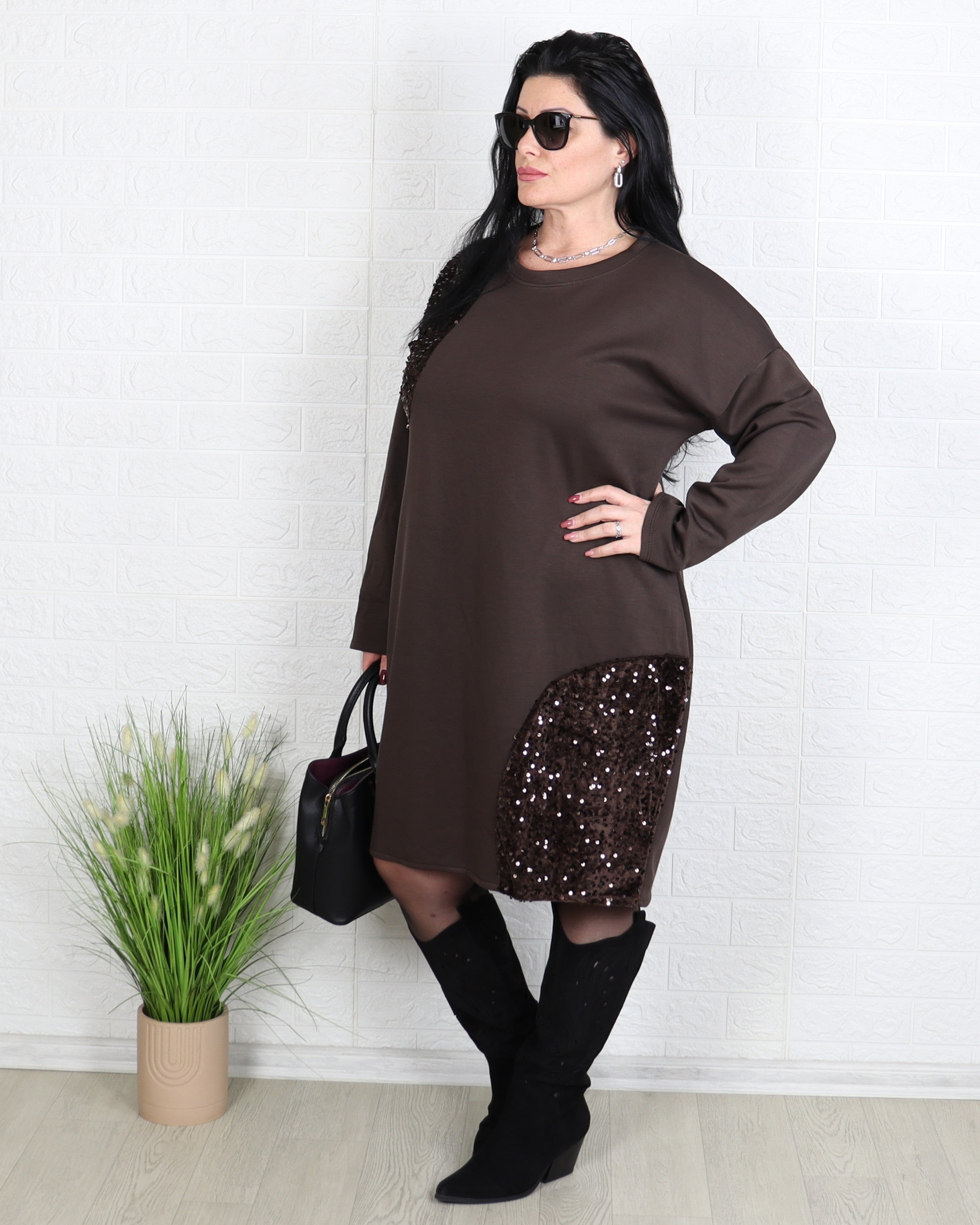 Рокля - Рокля SERENA - Кафява - Muudsfashion