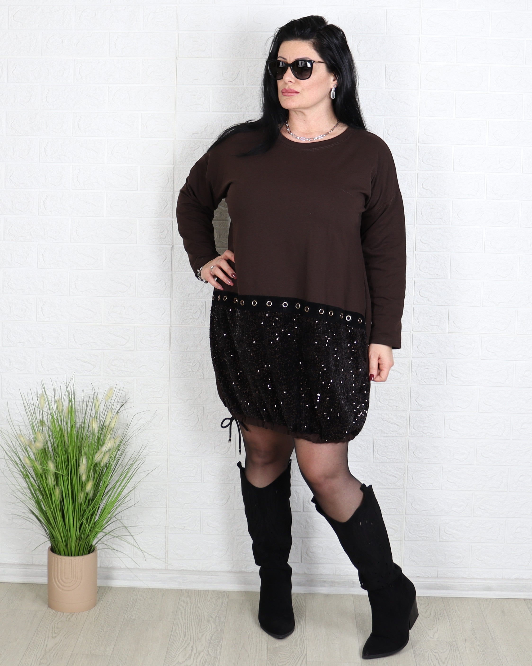 Рокля - Рокля Aurelia - Кафява - Muudsfashion