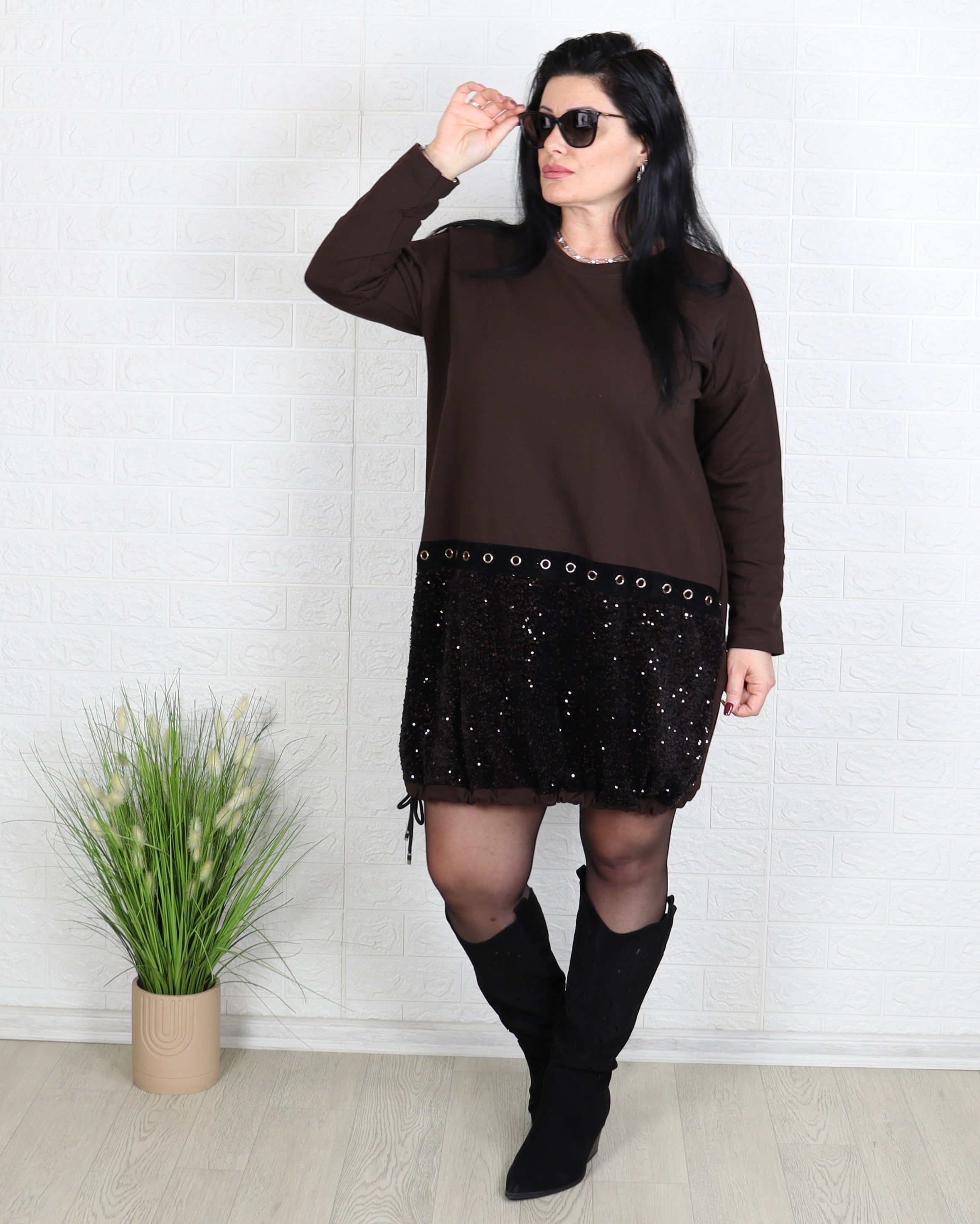 Рокля - Рокля Aurelia - Кафява - Muudsfashion