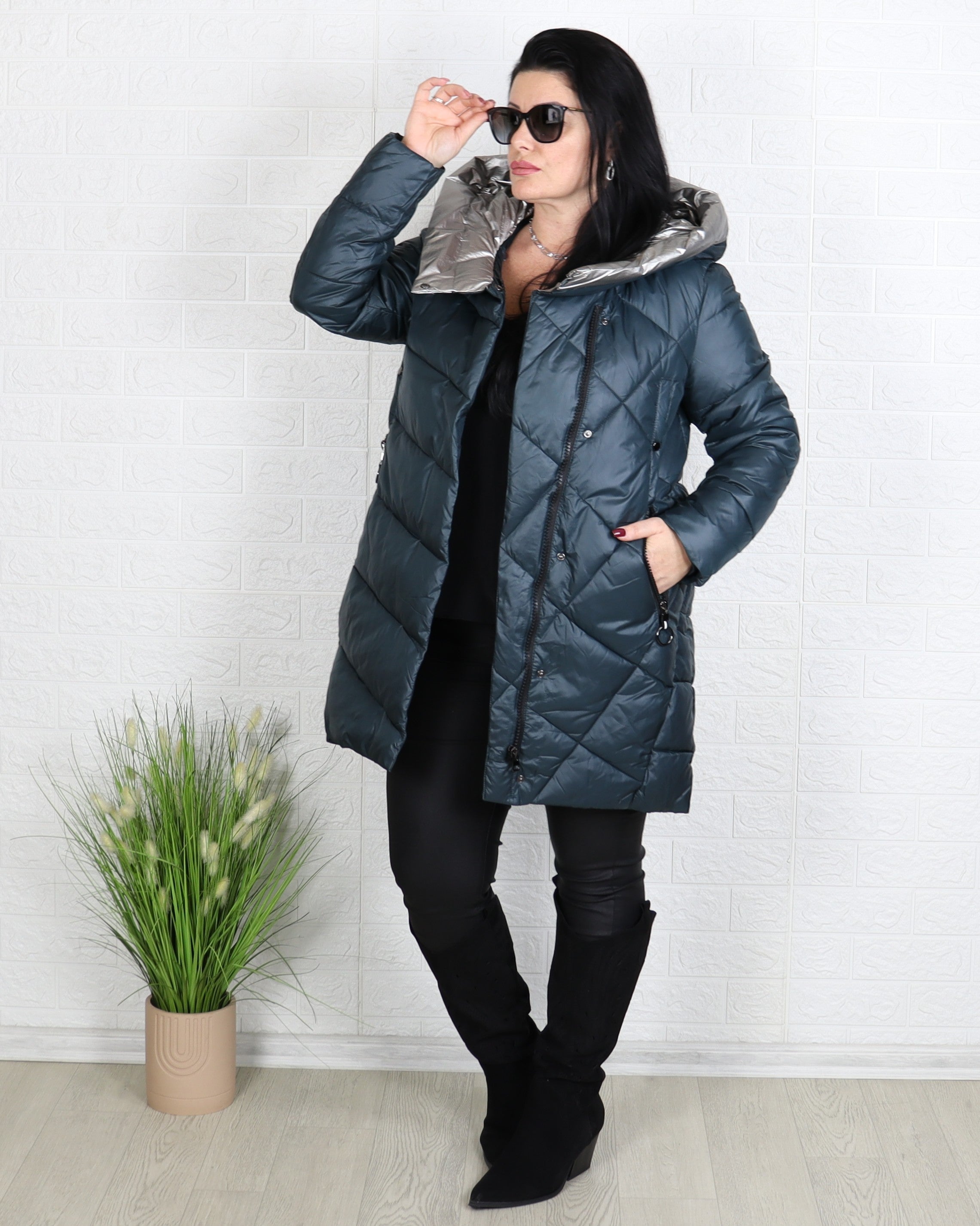 Яке - Зимно Яке VIOLINA - маслено зелен - Muudsfashion