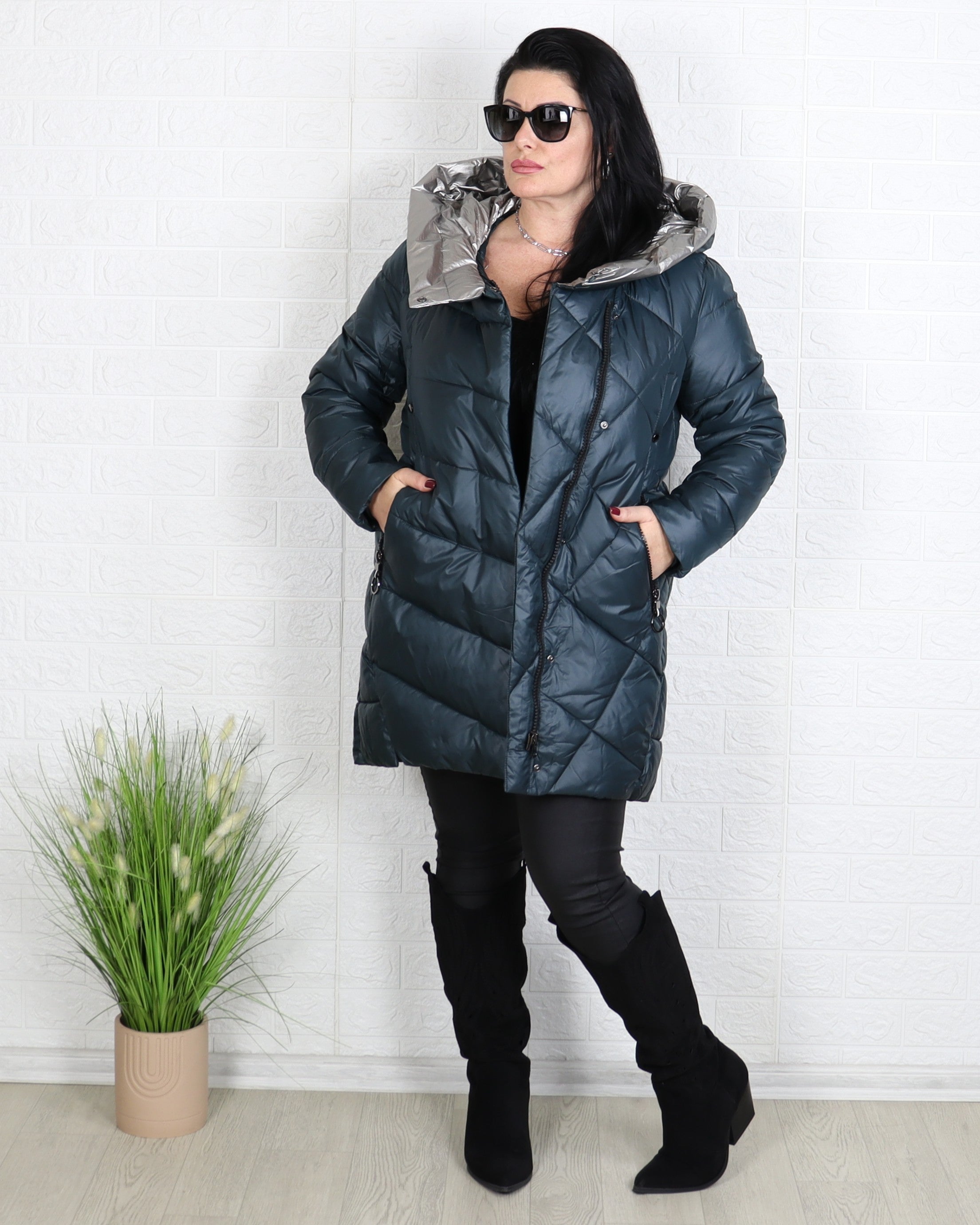 Яке - Зимно Яке VIOLINA - маслено зелен - Muudsfashion