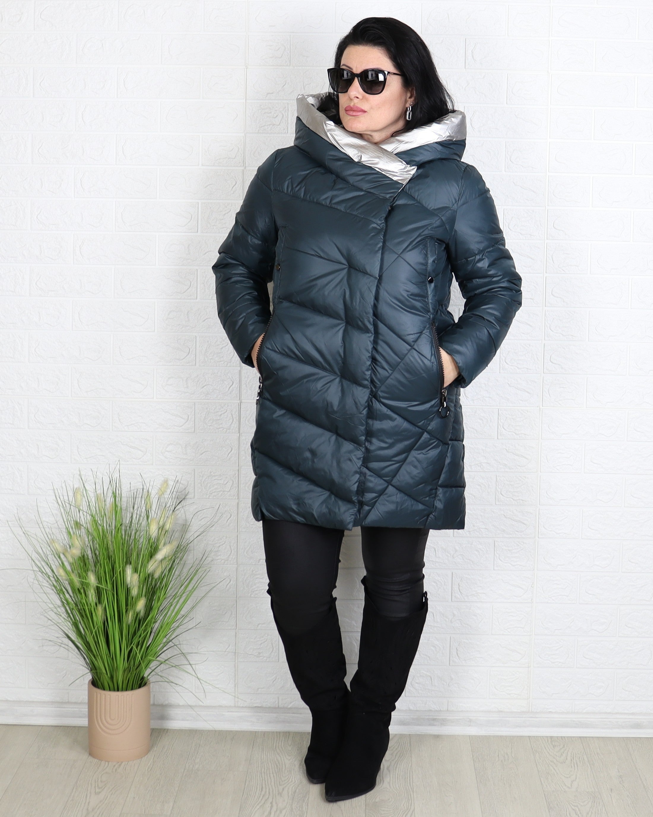 Яке - Зимно Яке VIOLINA - маслено зелен - Muudsfashion