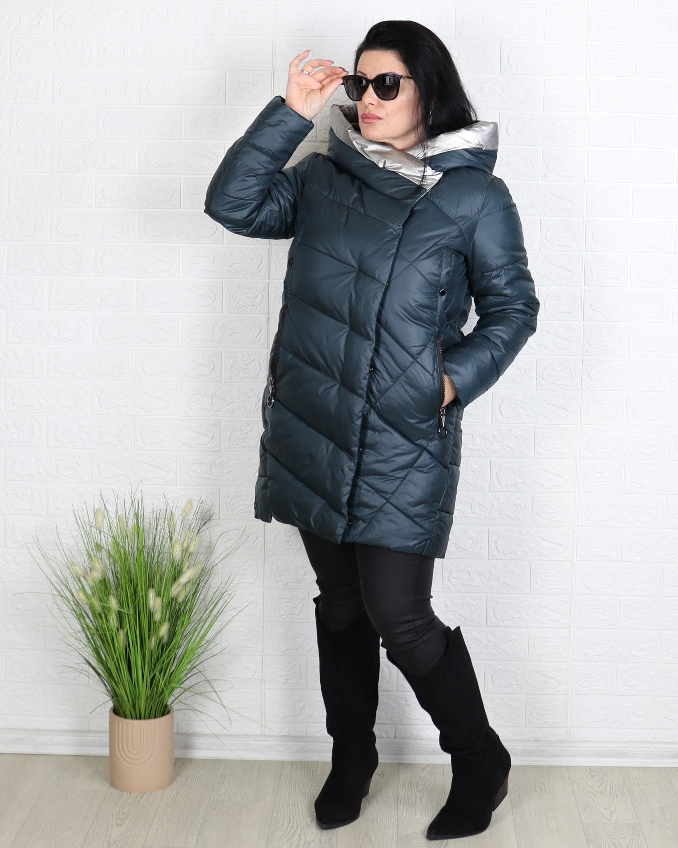 Яке - Зимно Яке VIOLINA - маслено зелен - Muudsfashion