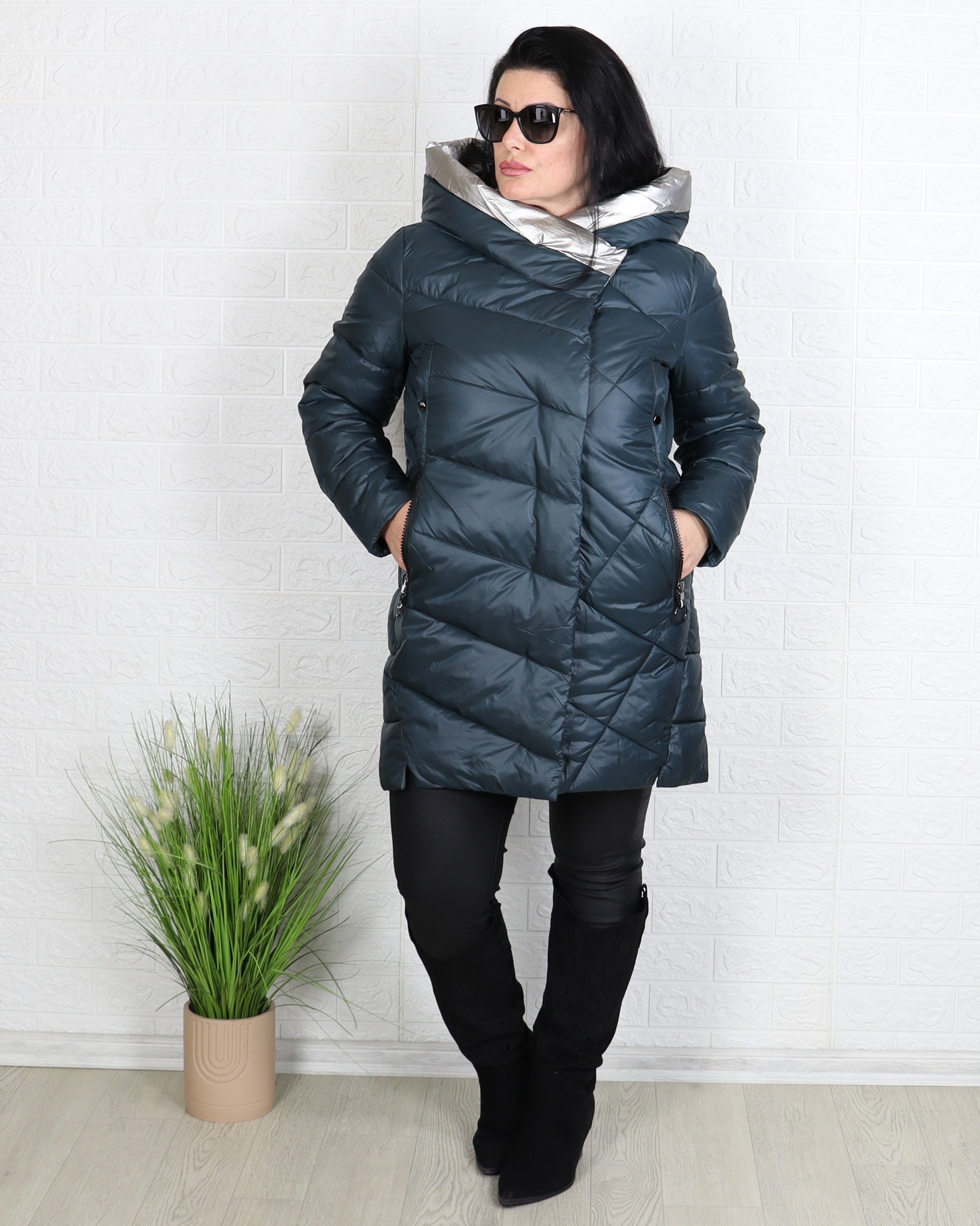 Яке - Зимно Яке VIOLINA - маслено зелен - Muudsfashion