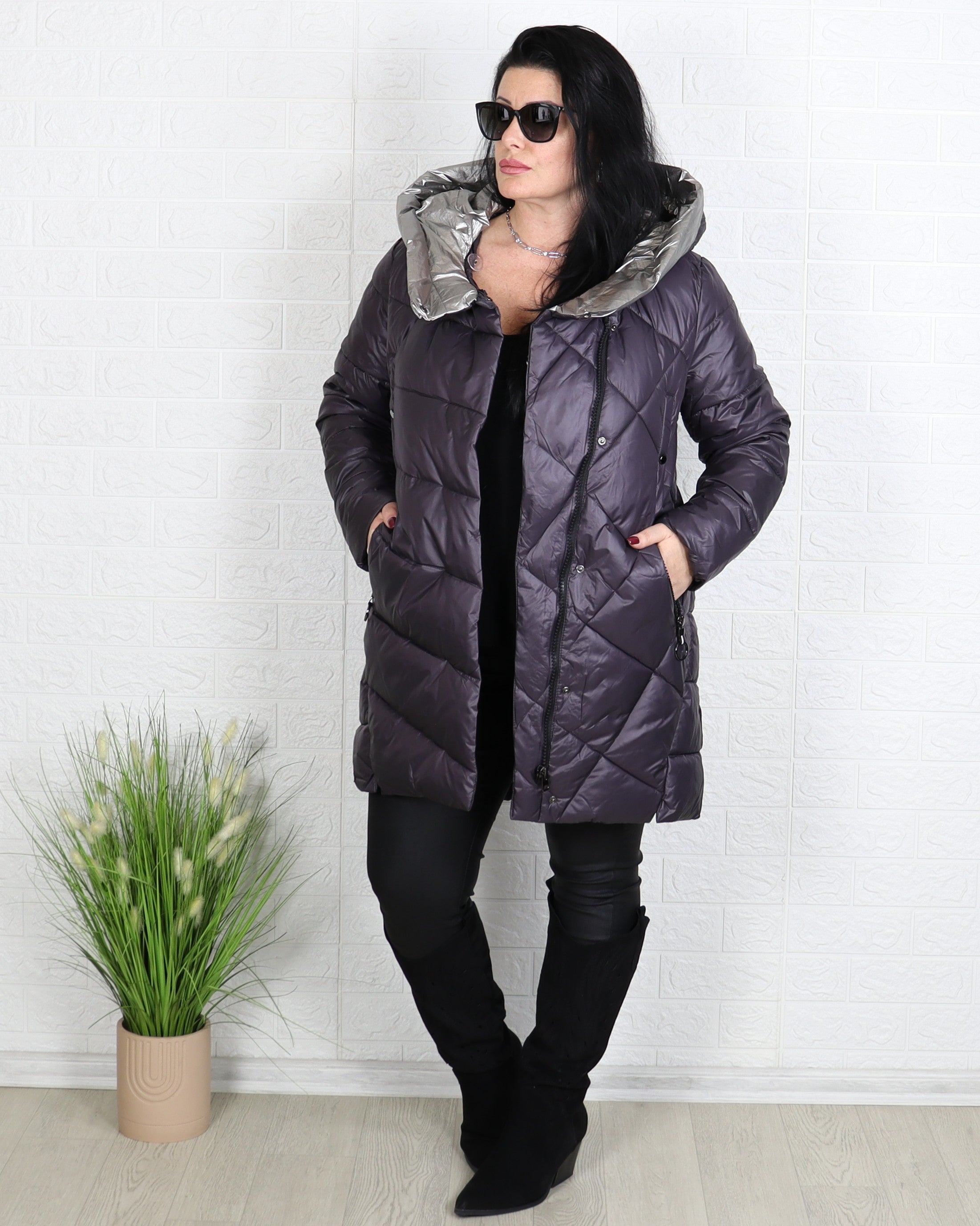 Яке - Зимно Яке VIOLINA - тъмно лилав - Muudsfashion