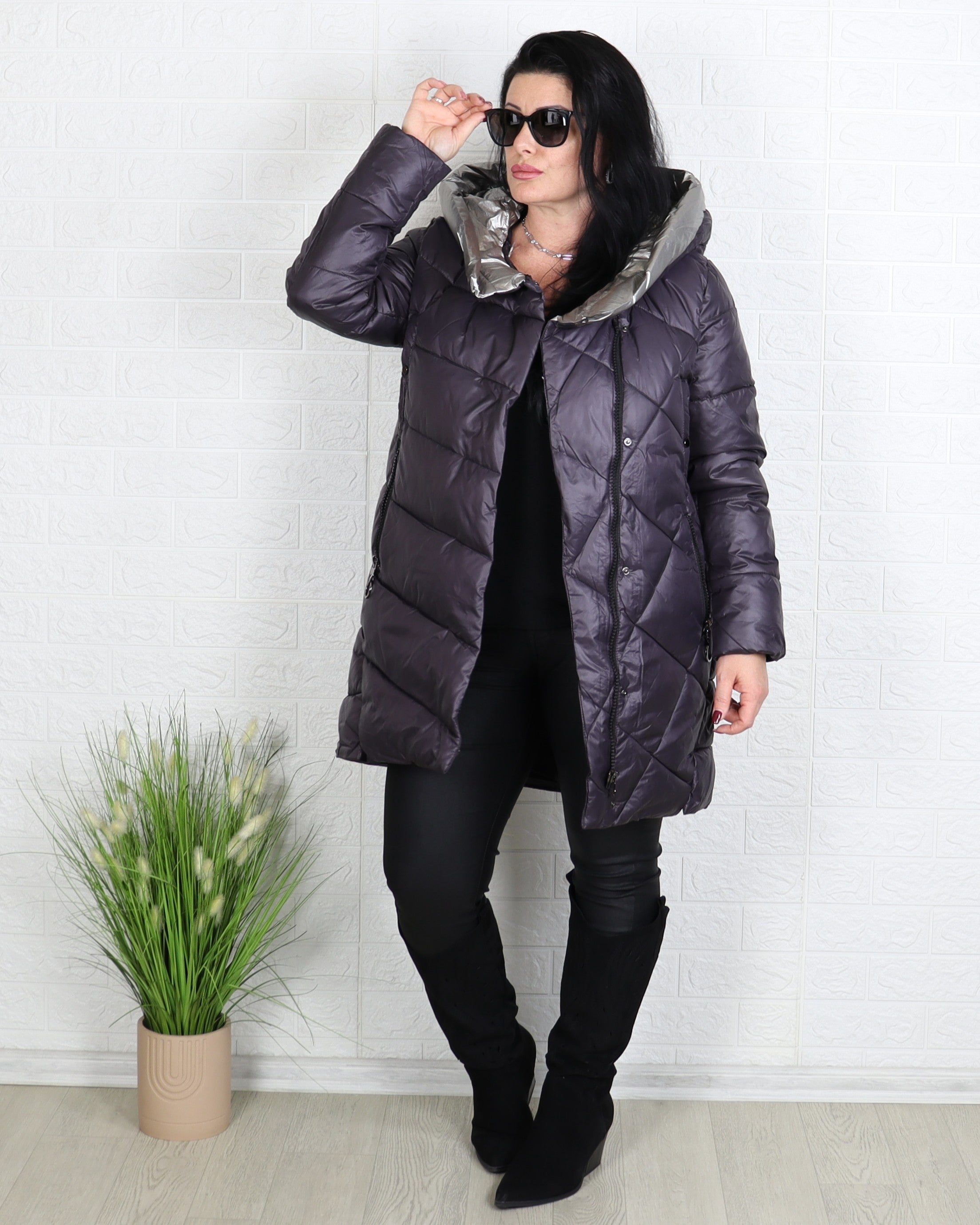 Яке - Зимно Яке VIOLINA - тъмно лилав - Muudsfashion