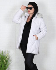 Яке - Зимно Яке MARTA - Сиво - бяло - Muudsfashion