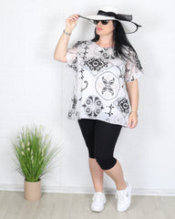 Блуза - Блуза MONA - бяло - черна - Muudsfashion