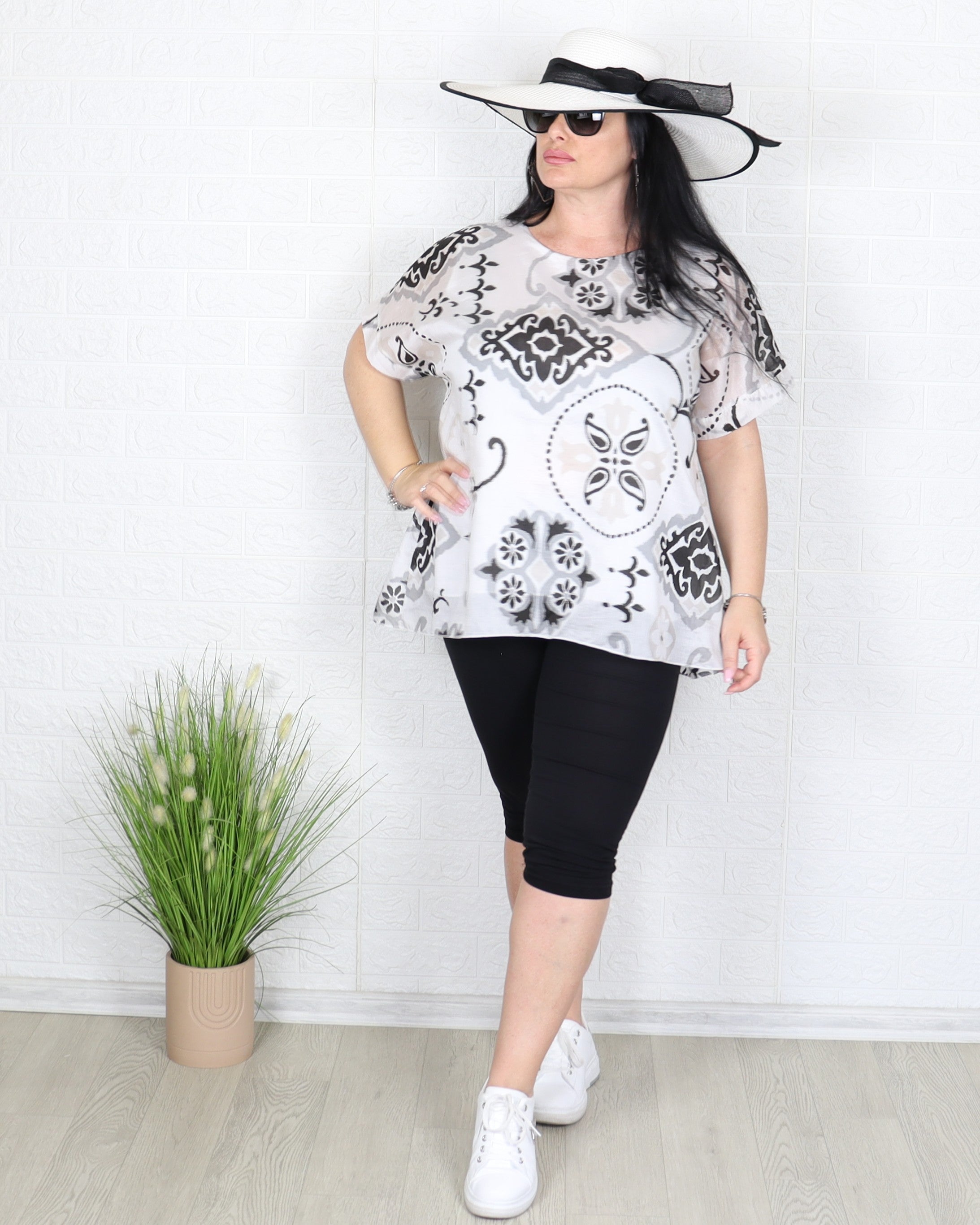 Блуза - Блуза MONA - бяло - черна - Muudsfashion