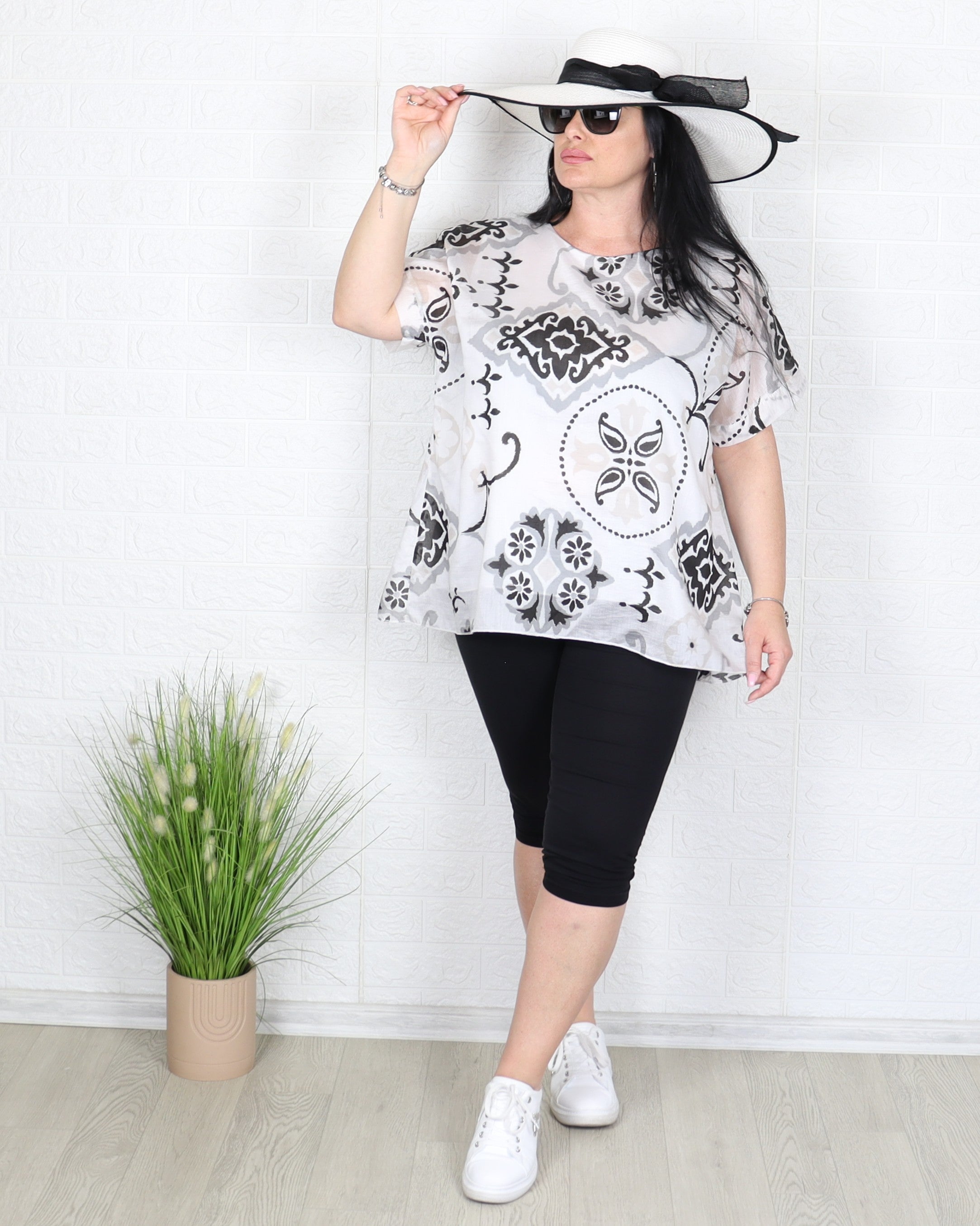 Блуза - Блуза MONA - бяло - черна - Muudsfashion