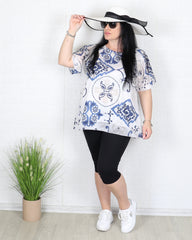 Блуза - Блуза MONA - бяло - синя - Muudsfashion