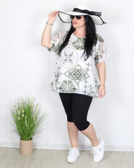 Блуза - Блуза MONA - бяло - военно зелена - Muudsfashion
