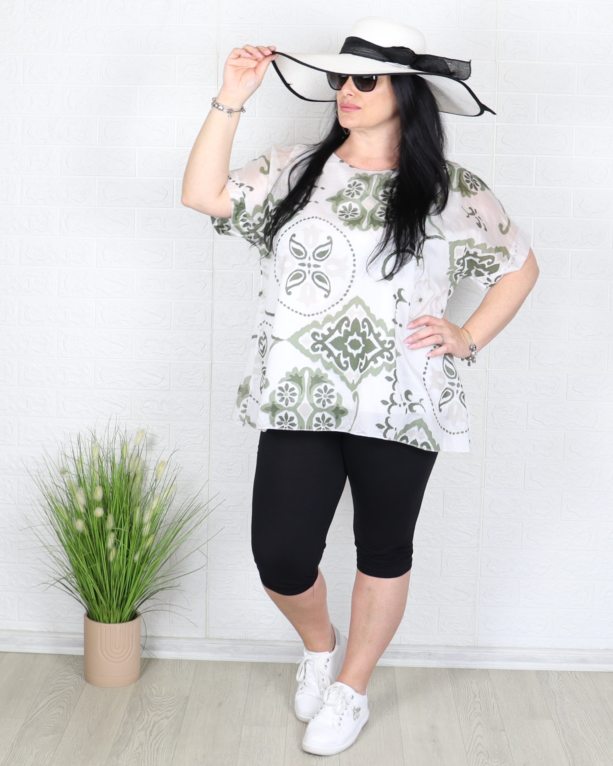 Блуза - Блуза MONA - бяло - военно зелена - Muudsfashion