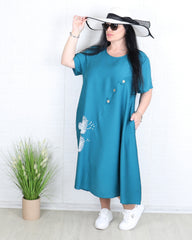 Рокля - Рокля ROMA - синьо - зелена - Muudsfashion