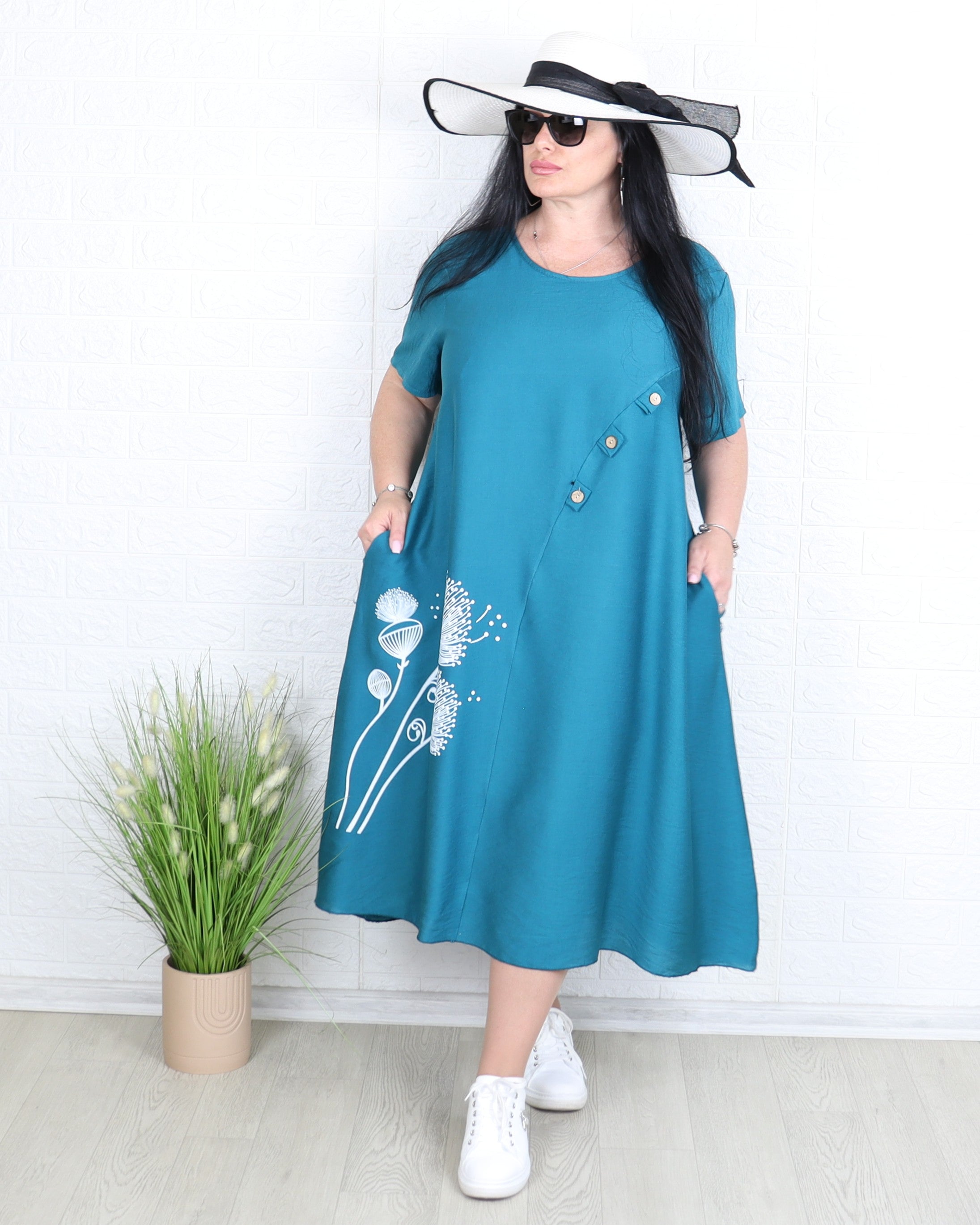 Рокля - Рокля ROMA - синьо - зелена - Muudsfashion