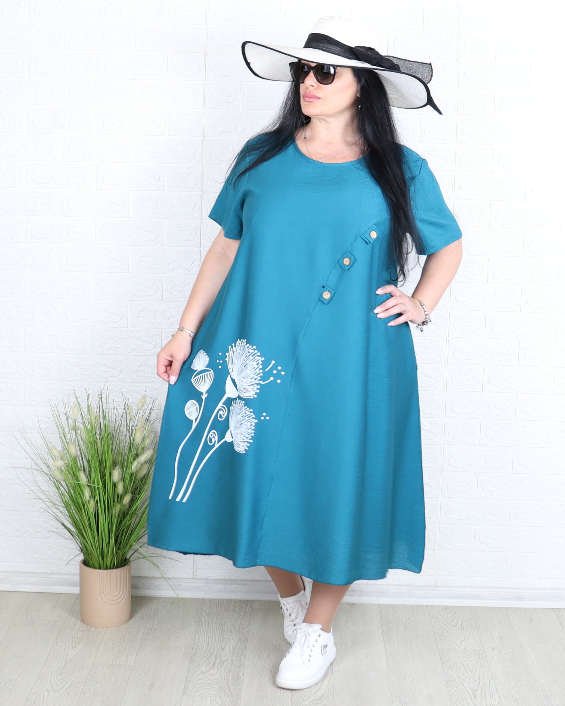 Рокля - Рокля ROMA - синьо - зелена - Muudsfashion