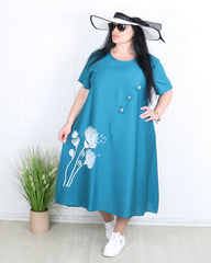 Рокля - Рокля ROMA - синьо - зелена - Muudsfashion