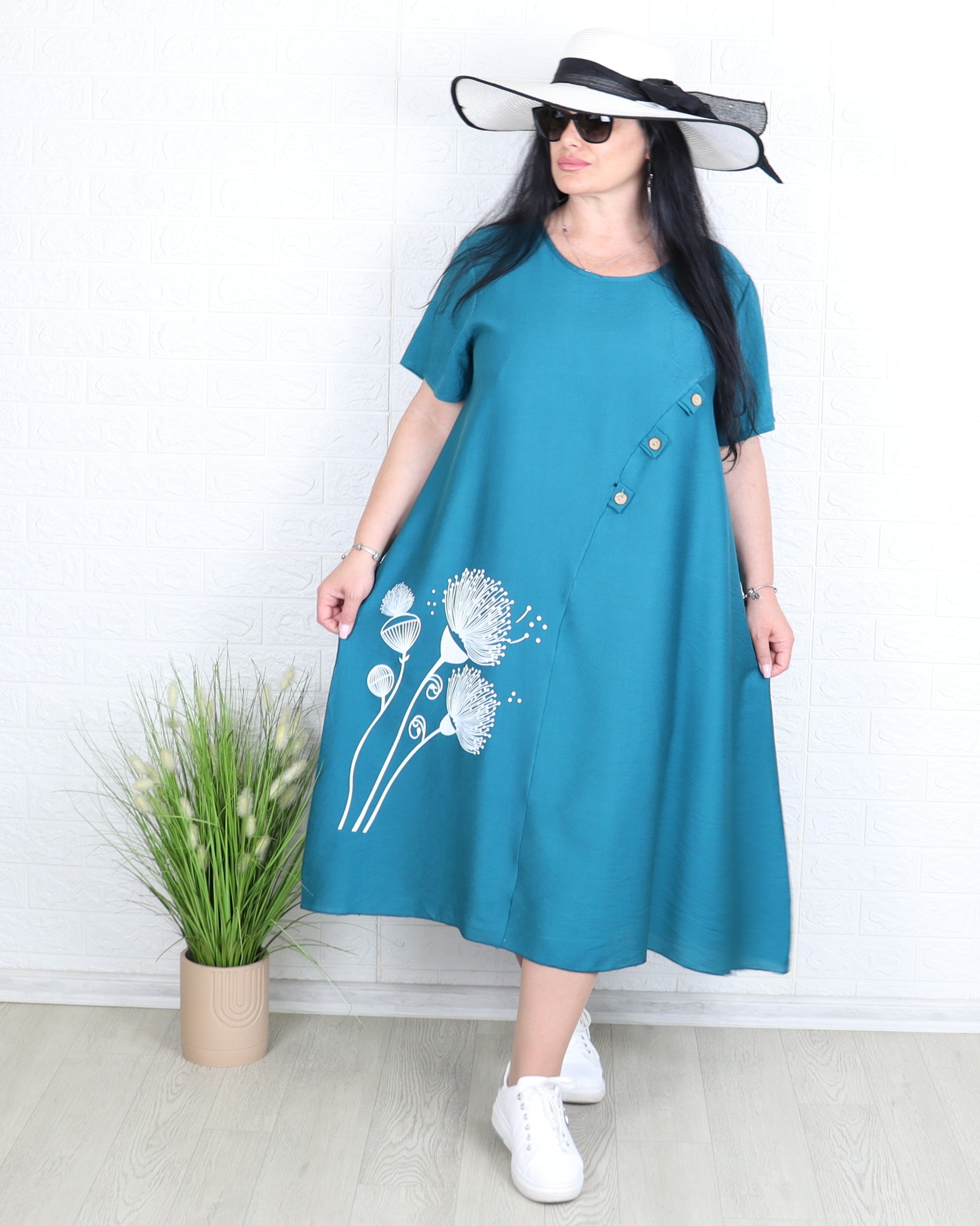 Рокля - Рокля ROMA - синьо - зелена - Muudsfashion