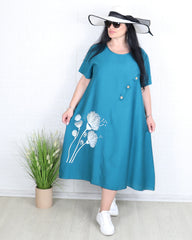 Рокля - Рокля ROMA - синьо - зелена - Muudsfashion