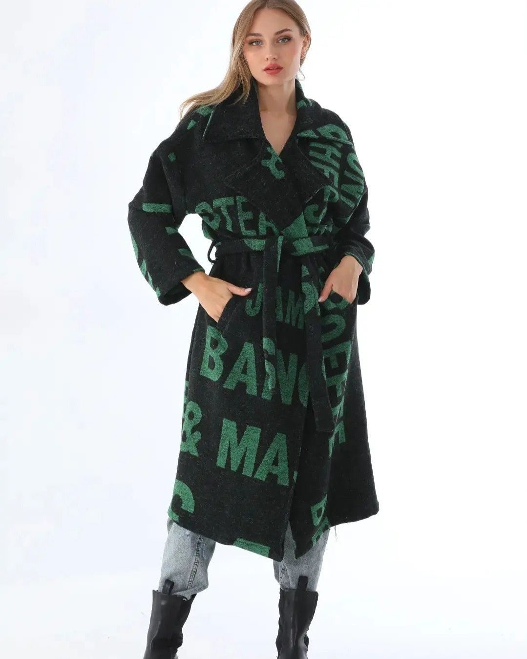 Палто - Палто ELINA - Черно и Зелено - Muudsfashion