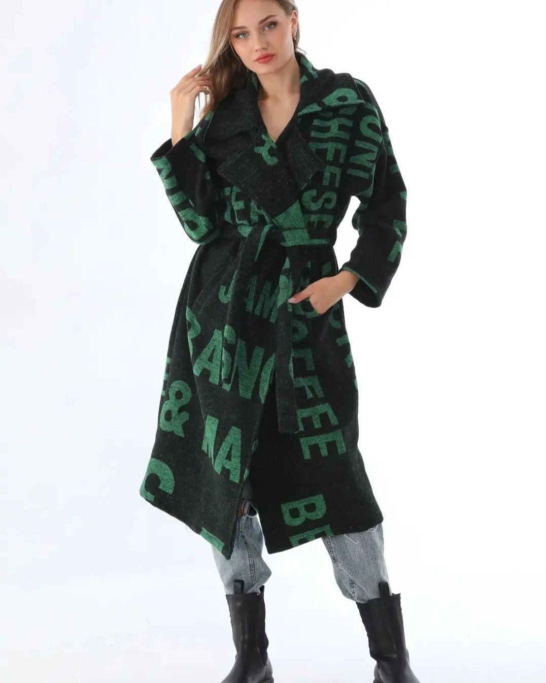 Палто - Палто ELINA - Черно и Зелено - Muudsfashion
